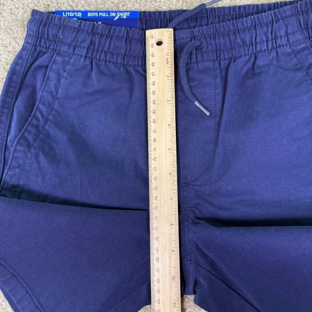 Gap Kids Boys Chino Shorts L Blue Stretch Soft Twill Elastic Waist E876